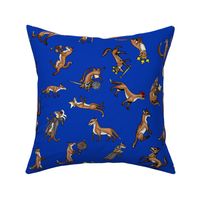 Medieval Foxes on Blue