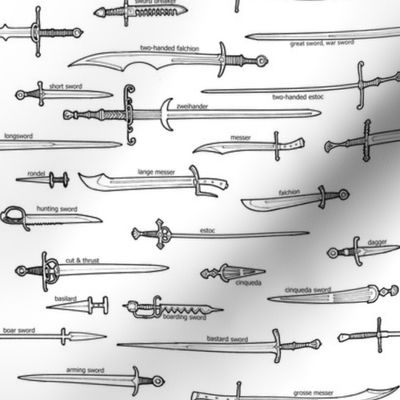Medieval Swords and Daggers on White
