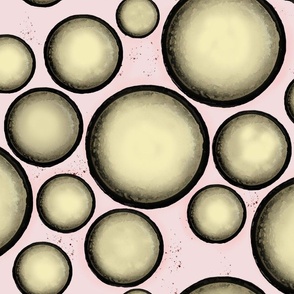 Yellow Circles on a Pink Background Inspired by Clay Plates