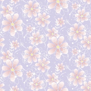 pink floral on lilac