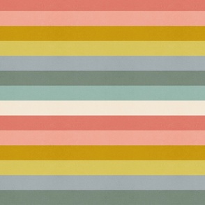 Retro Rainbow Horizontal Stripes MEDIUM 3. multicolour pastel