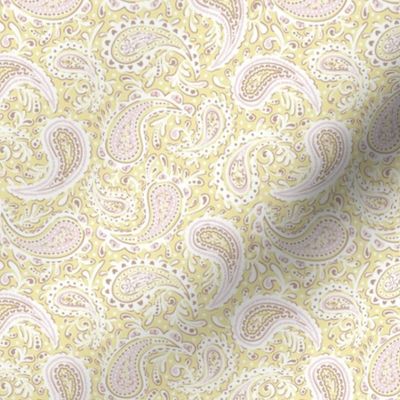 Amara Paisley Butter Yellow Piglet Pink Small Scale