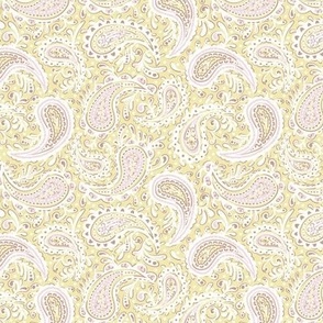 Amara Paisley Butter Yellow Piglet Pink Small Scale