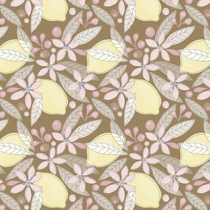 Lemon and blossoms - taupe