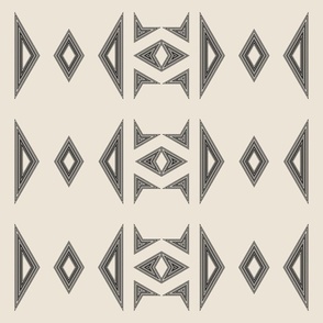 V2 Horizontal Geometric Tribal Design Charcoal on Dark Beige Minimalist Modern