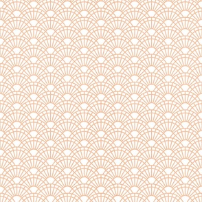 Serene Sunshine- Coral- Soft Orange- Pastel Orange- White Background- Art Deco Wallpaper- Geometric Minimalist Monochromatic Scalloped Suns- Soothing- Relaxing- sMini