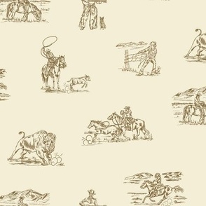 Buffalo Check in Cream, Cowboy Toile, Western Toile, Country Western Toile