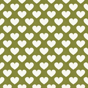 Minimalist Shapes - Hearts on Olive Green / Large