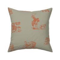 Buffalo Check in Khaki, Cowboy Toile, Western Toile, Country Western Toile