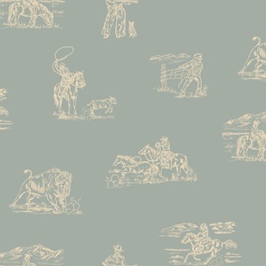 Buffalo Check  in Smoky Skies, Cowboy Toile, Western Toile, Country Western Toile