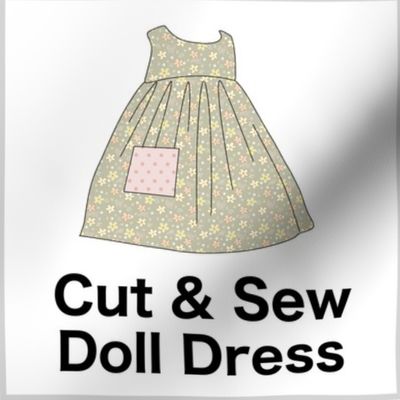 Buttercup (doll dress in sage) on FAT QUARTER for Forever Virginia Dolls and other 1/8, 1/6 and 1/5 scale child dolls  // little small scale tiny mini micro doll 