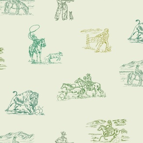 Buffalo Check in Army Men, Cowboy Toile, Western Toile, Country Western Toile