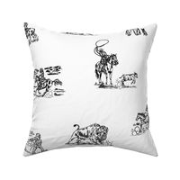 Buffalo Check in Black and White, Cowboy Toile, Western Toile, Country Western Toile