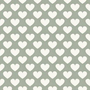 Minimalist Shapes - Hearts on Sage Green / Large