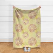 butter and piglet tie-dye - pink circles on yellow - tie-dye textile pattern