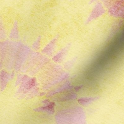 butter and piglet tie-dye - pink circles on yellow - tie-dye textile pattern