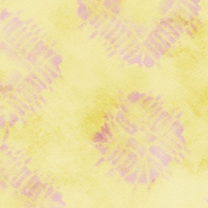 butter and piglet tie-dye - pink lozenges on yellow - tie-dye textile pattern