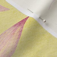 butter and piglet delicate watercolor leaf - pink and yelow - whimsical botanical wallpaper and fabric