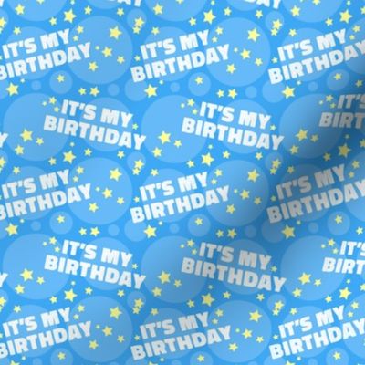 Its My Birthday Party Celebration, Birthday Fabric, Light Blue 2