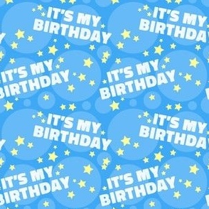 Its My Birthday Party Celebration, Birthday Fabric, Light Blue 2