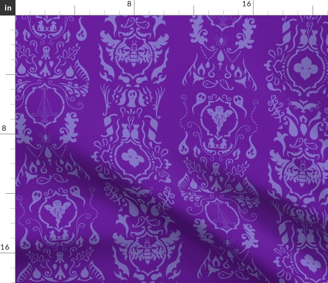Creeps and Creatures Damask Purple