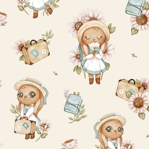 Bunny Anne - beige - wallpaper