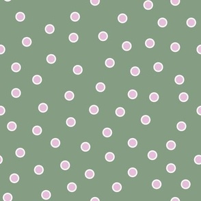 Double Dots-Cherry Blossom Pink on Avocado Green: Small (Washington DC) 