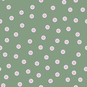 Double Dots- Cherry Blossom Pink on Avocado Green: Large (Washington DC) 