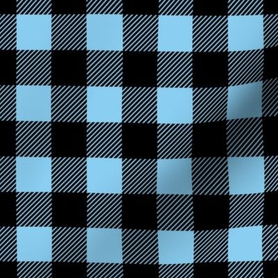 Baby Blue and Black Buffalo Plaid