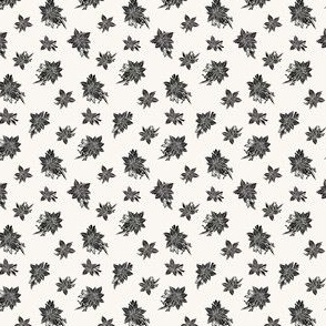 Poinsettia coal on snow 1.5" - Nut Cracker's Christmas collection, black and white, monochrome