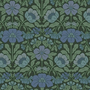 Marta Floral - Green and Blue