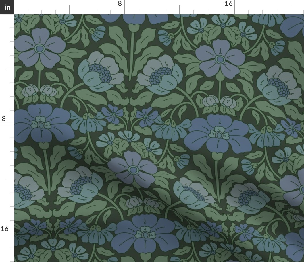 Marta Floral - Green and Blue