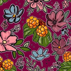 Berry Colored Fabric, Wallpaper and Home Decor