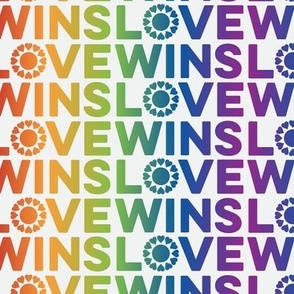 Love Wins Typographic Rainbow Pattern - white