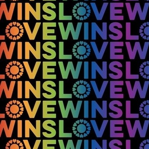 Love Wins Typographic Rainbow Pattern - black