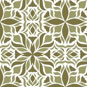 Bold Floral Tile -Khaki