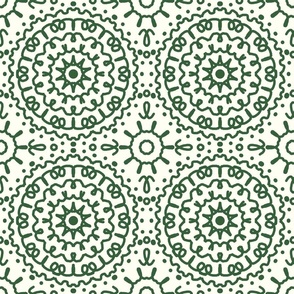 Mandala Hunter Green Cream Boho Bohemian Moroccan Geometric Abstract Art 6