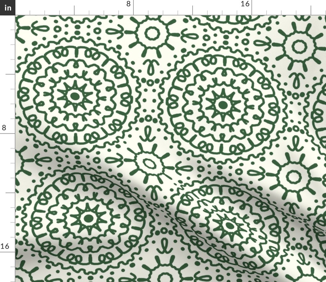 Mandala Hunter Green Cream Boho Bohemian Moroccan Geometric Abstract Art 6