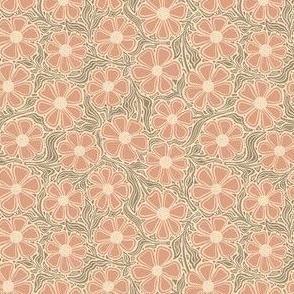 Carved pink and grey daisies // small // earthy wild child floral