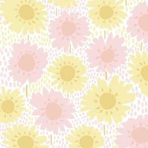 Flowers in the Sun - pink and yellow - large scale