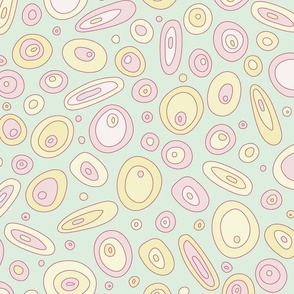 Outlined Abstract Circles inspired by East Fork Nesting Set in Butter Yellow & Piglet Pink on Mint Green 