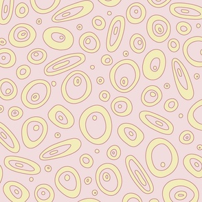 Outlined Abstract Circles inspired by East Fork Nesting Set in Butter Yellow on Piglet Pink