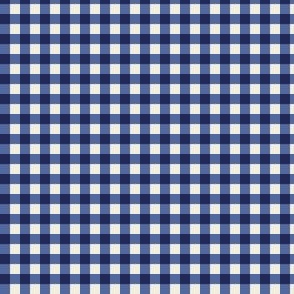 Checkered Plaid Blue Cream and Navy - small scale - mix and match