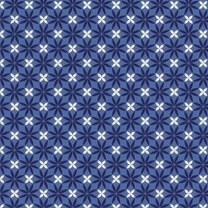 Quilted Blossom Blue Navy and Cream