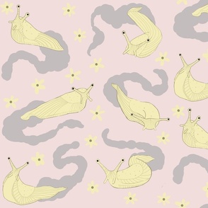 Banana Slugs with Swirly Slime Trails