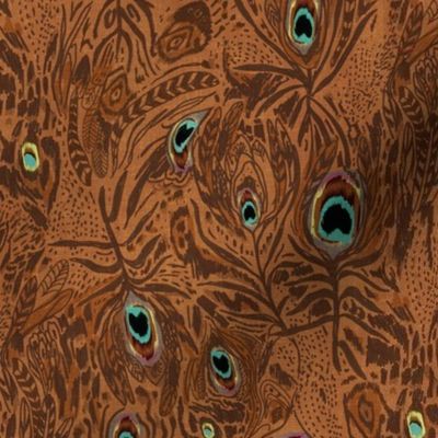 Peacock Dreaming Ikat (rust) MED 