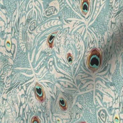 Peacock Dreaming Ikat (blue) MED