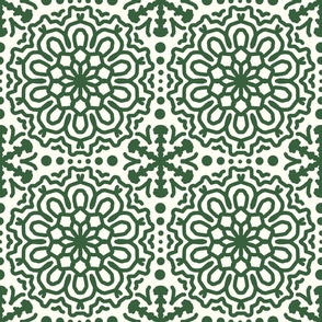 Mandala Hunter Green Cream Boho Bohemian Moroccan Geometric Abstract Art 7