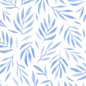 Watercolour Leaves - Cornflower Blue [Medium]