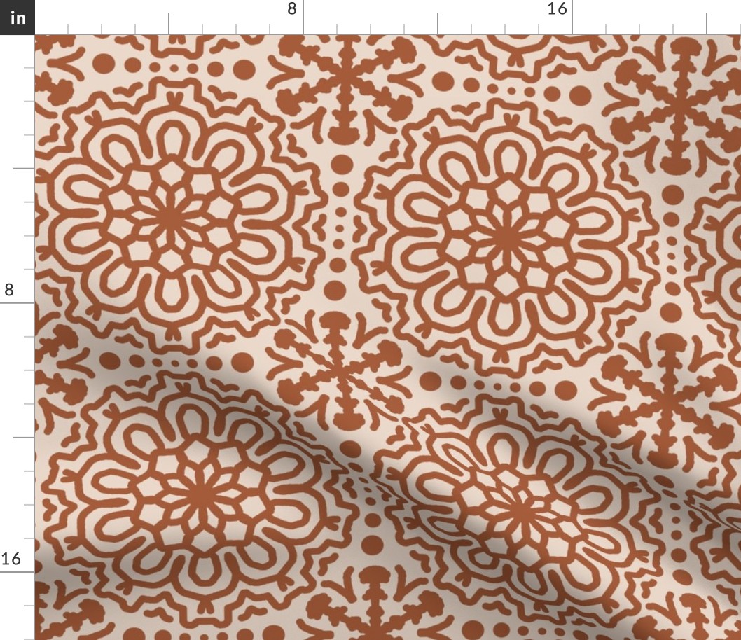 Mandala Rust Orange Cream Boho Bohemian Moroccan Geometric Abstract Art 7